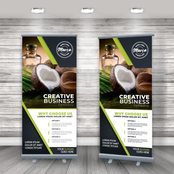 Porta Pendon Roll Up + Pendón + Armado de 100x200cm Incluye Diseño